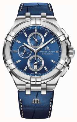Maurice Lacroix Aikon quartz chronograaf (44 mm) blauwe wijzerplaat / blauw leer AI1018-SS001-430-1