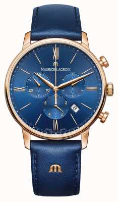 Maurice Lacroix Eliros chronograaf blauw en goud horloge EL1098-PVP01-411-1