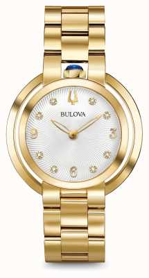 Bulova Womans rubaiyat gouden toon diamant horloge 97P125
