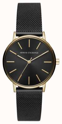Armani Exchange Dames | zwarte wijzerplaat | zwarte roestvrijstalen mesh armband AX5548