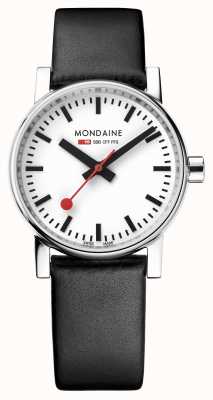 Mondaine Evo2 30 mm horloge met zwarte veganistische leren band MSE.30110.LBV