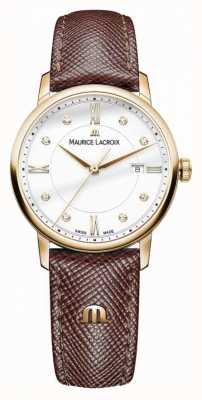Maurice Lacroix Dames eliros bruin lederen band vergulde kast EL1094-PVP01-150-1