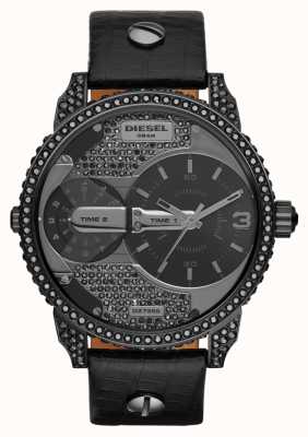 Diesel Heren mini papa horloge met zwarte leren band DZ7328