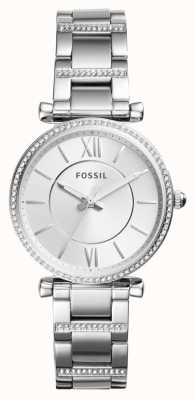 Fossil Dames | zilveren wijzerplaat | kristallen set | roestvrijstalen armband ES4341