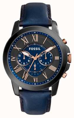 Fossil Mannenbeurs | blauwe wijzerplaat | blauwe leren band FS5061