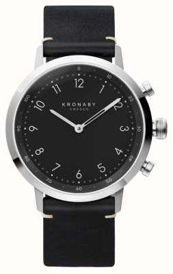 Kronaby Nord hybride smartwatch (41 mm) zwarte wijzerplaat / zwarte Italiaanse lederen band S3126/1