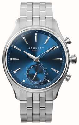 Kronaby Sekel hybride smartwatch (41 mm) blauwe wijzerplaat / roestvrijstalen armband met 5 schakels S3119/1