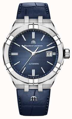 Maurice Lacroix Aikon automatisch (42 mm) blauwe clous de paris wijzerplaat / blauw leer AI6008-SS001-430-1