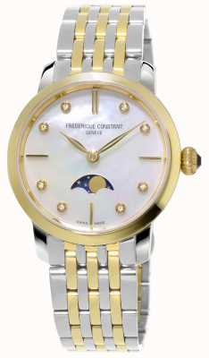 Frederique Constant Dames slimline maanfase kwarts tweekleurige armband FC-206MPWD1S3B