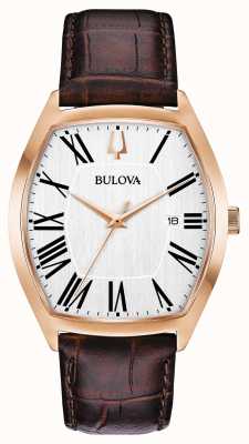 Bulova Bruin klassiek herenhorloge met wijzerplaat en rechthoekige wijzerplaat 97B173