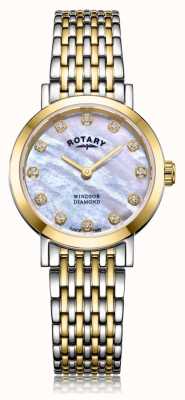 Rotary Dameswindsor diamond two tone armbandhorloge LB05301/41/D