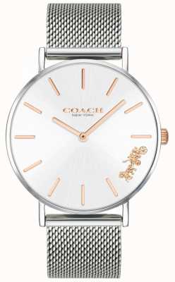 Coach Dames perry zilveren mesh armband horloge 14503124