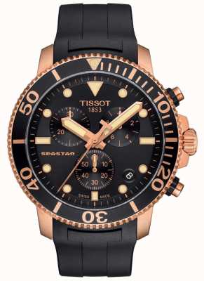 Tissot Seastar 1000 quartz chronograaf heren zwart/goud/rubber band T1204173705100