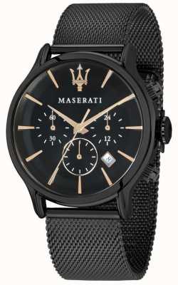 Maserati Heren epoca 42mm | zwarte wijzerplaat | zwarte mesh armband R8873618006