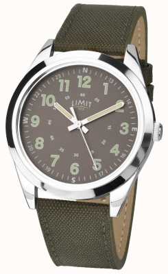 Limit Heren | horloge in militaire stijl | kaki groene band en groene wijzerplaat 5951