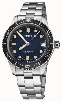 ORIS Divers vijfenzestig automatische (36 mm) blauwe wijzerplaat / roestvrijstalen armband 01 733 7747 4055-07 8 17 18