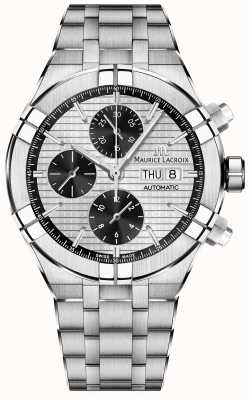 Maurice Lacroix Aikon automatische chronograaf dag/datum (44 mm) zilveren panda wijzerplaat / roestvrij staal AI6038-SS002-132-1