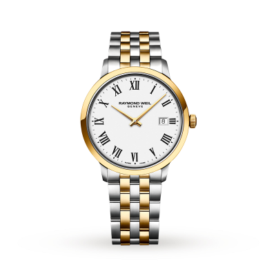 Raymond Weil Heren toccata witte wijzerplaat tweekleurige roestvrijstalen armband 5485-STP-00300