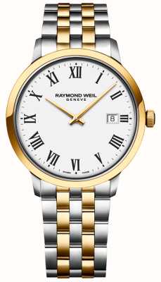 Raymond Weil Heren toccata witte wijzerplaat tweekleurige roestvrijstalen armband 5485-STP-00300