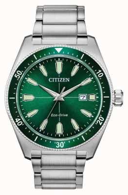 Citizen | heren eco drive sport | roestvrijstalen armband groene wijzerplaat AW1598-70X