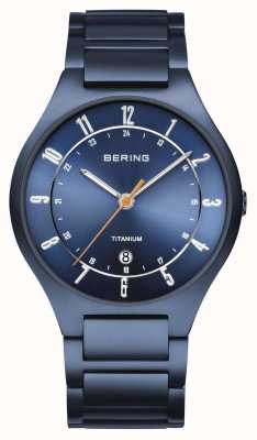 Bering Heren | titaan | blauwe wijzerplaat | blauwe armband 11739-797