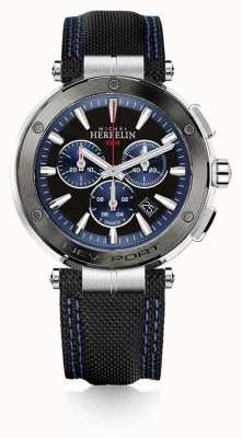 Herbelin Newport chronograaf (43 mm) blauwe & zwarte wijzerplaat / zwart leer 37688/AG65