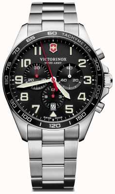 Victorinox | veldkracht | chronograaf | roestvrijstalen armband | zwarte wijzerplaat | 241855