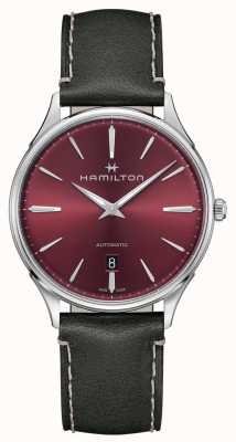 Hamilton Jazzmaster thinline | automatisch | rode wijzerplaat | grijze band H38525771