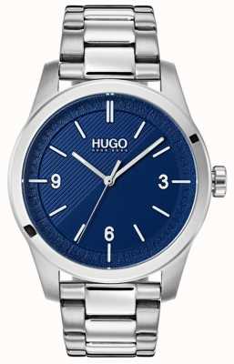 HUGO #maak | roestvrijstalen armband | blauwe wijzerplaat 1530015