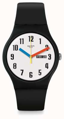 Swatch | nieuwe heer | elementaire horloge | zwarte siliconen | SO29B705