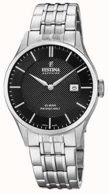 Festina | Zwitserse makelij voor heren | roestvrijstalen armband | zwarte wijzerplaat F20005/4