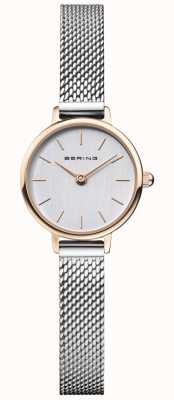 Bering | klassieker voor dames | stalen mesh armband | grijze wijzerplaat | 11022-064