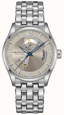 Hamilton Jazzmaster automatisch open hart (42 mm) zilveren wijzerplaat / roestvrijstalen armband H32705121