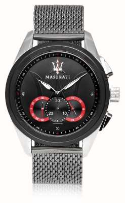 Maserati Traguardo | stalen mesh armband | zwarte wijzerplaat R8873612005