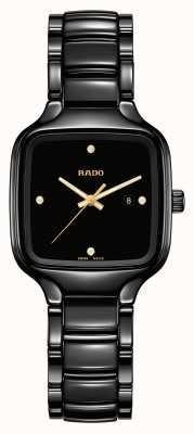 RADO Echte vierkante diamanten | zwarte keramische armband R27080722