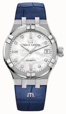Maurice Lacroix Aikon automaat (35mm) parelmoer wijzerplaat / blauw leer AI6006-SS001-170-2