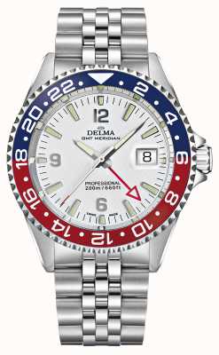 Delma Kwarts GMT | tweekleurige bezel | roestvrijstalen armband | 41701.648.6.P014