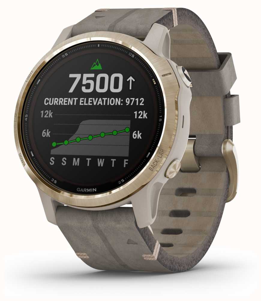 Garmin Fenix 6s Pro Solar | Lichtgouden Schalie Grijze Suede Band 010 ...