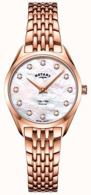 Rotary Ultraslank dameshorloge met roségouden armband LB08014/41/D