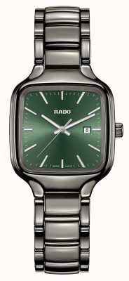 RADO True Square S dames quartz groene wijzerplaat zilveren keramische armband R27079312