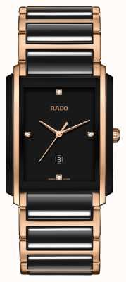 RADO Integral l heren zwart/rose gouden pvd vergulde armband diamant zwarte wijzerplaat R20207712