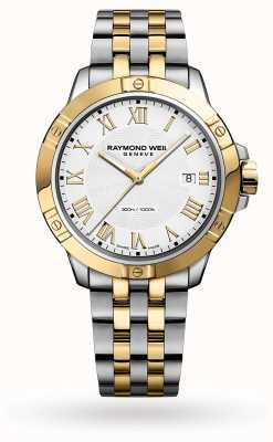 Raymond Weil Tango voor heren | 41 mm | tweekleurige stalen armband | witte wijzerplaat 8160-STP-00308