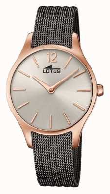 Lotus Grijze mesh armband voor dames | sunray rose gouden wijzerplaat L18751/1