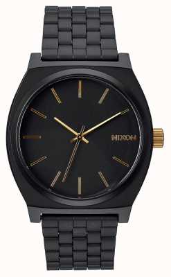 Nixon Tijdteller | mat zwart / goud | zwarte ip-stalen armband | zwarte wijzerplaat A045-1041-00