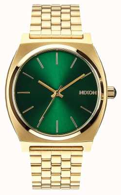 Nixon Tijdteller | goud / groene zonnestraal | gouden ip stalen armband | groene wijzerplaat A045-1919-00