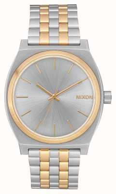 Nixon Tijdteller | zilver / goud | tweekleurige stalen armband | zilveren wijzerplaat A045-1921-00