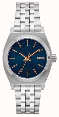 Nixon Middellange tijdteller | marine / rosé goud | roestvrijstalen armband | marine wijzerplaat A1130-2195-00