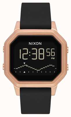 Nixon Sirene ss | rose goud / zwart | digitaal | zwarte siliconen band A1211-1098-00