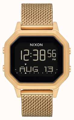 Nixon Sirene Milanese | alle goud | digitaal | gouden ip stalen mesh armband A1272-502-00