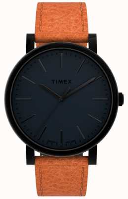 Timex | originelen 42mm | zwarte wijzerplaat | bruine leren band | TW2U05800